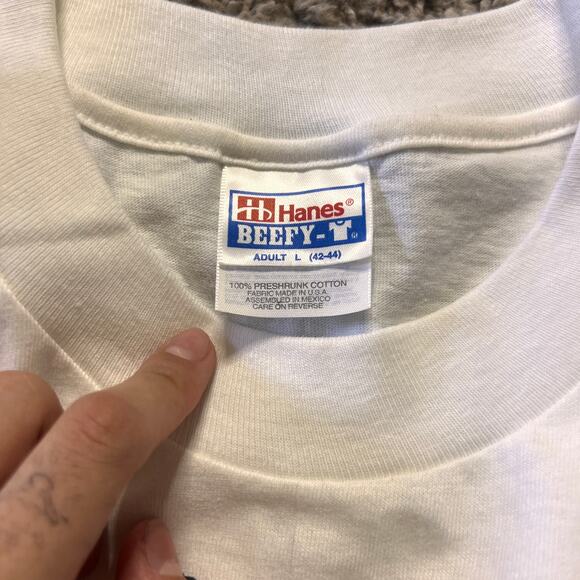 Vintage 90's Beefy Muscle Car Shirt Think Your'e Bad Graphic L White T Shirt - Picture 4 of 4